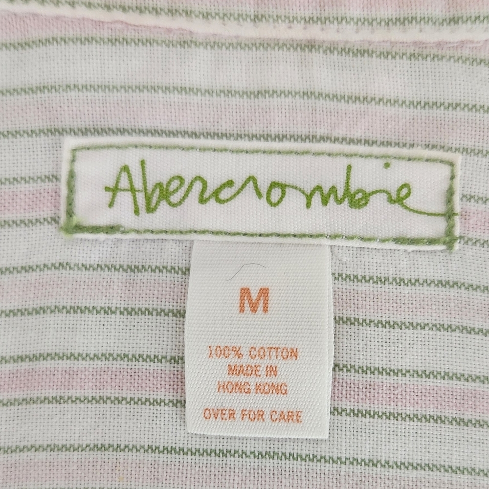 Vintage Abercrombie & Fitch Shirt with Pink and Green Stripes CHECK MEASUREMENTS